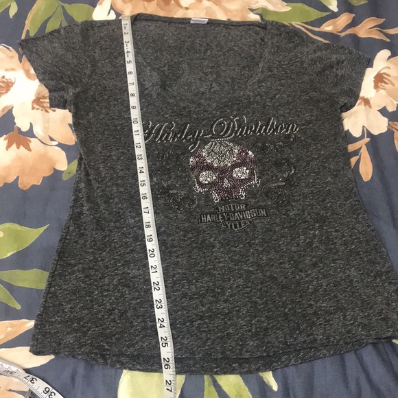 Harley Davidson Sugar Skull V-Neck T-shirt - Picture 9 of 11